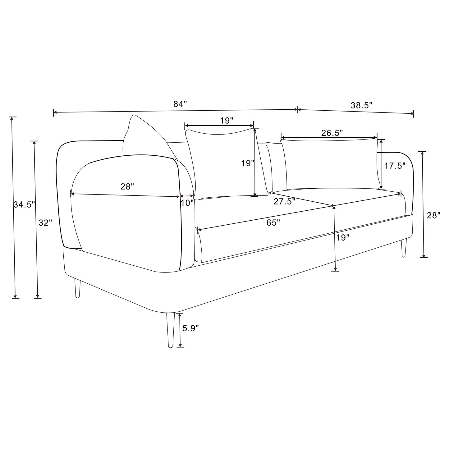 Jade 2-piece Chenille Upholstered Sofa Set Latte