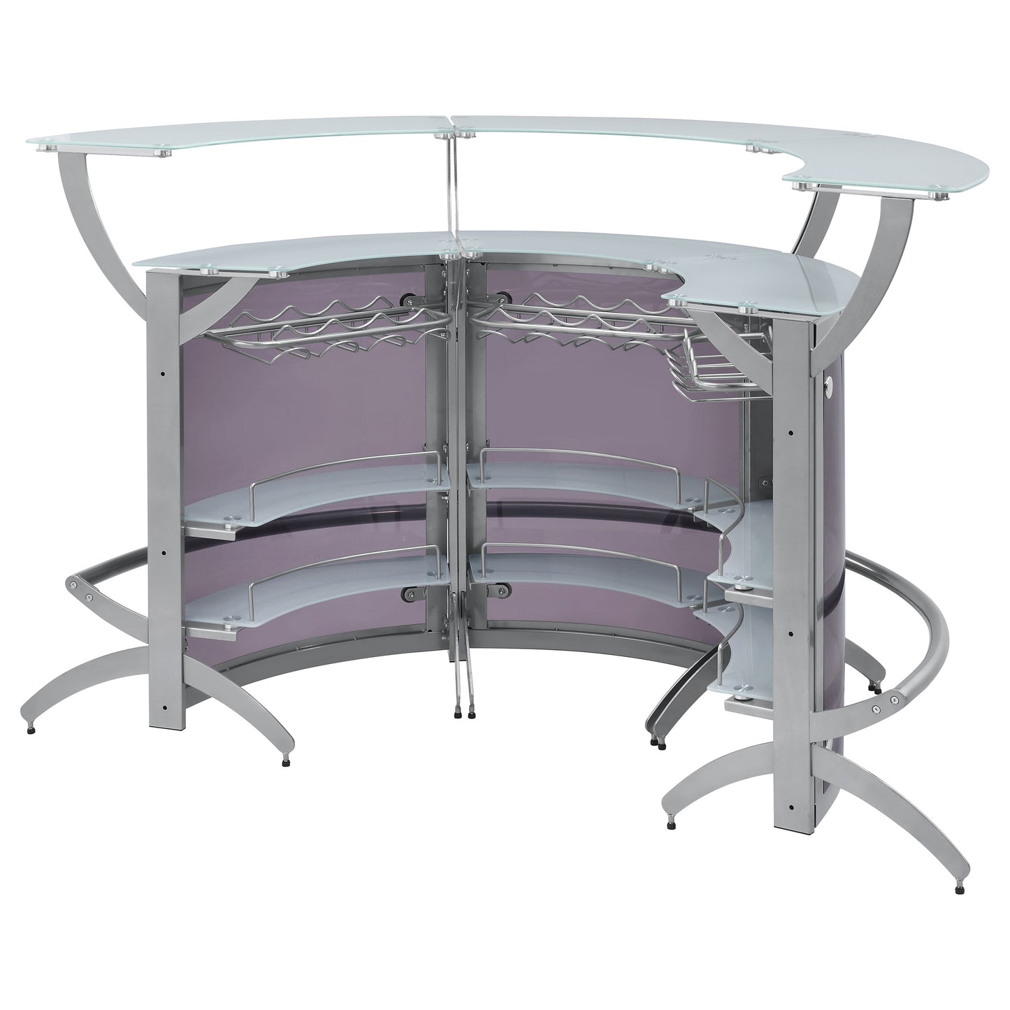 Dallas 3-piece Curved Freestanding Home Bar Cabinet Silver