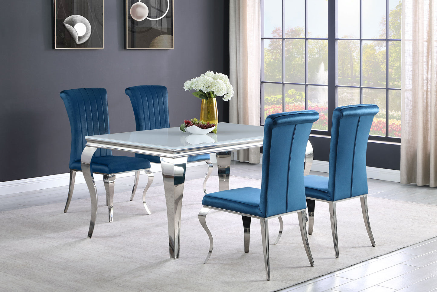 Betty Velvet Upholstered Dining Side Chair Blue (Set of 4)