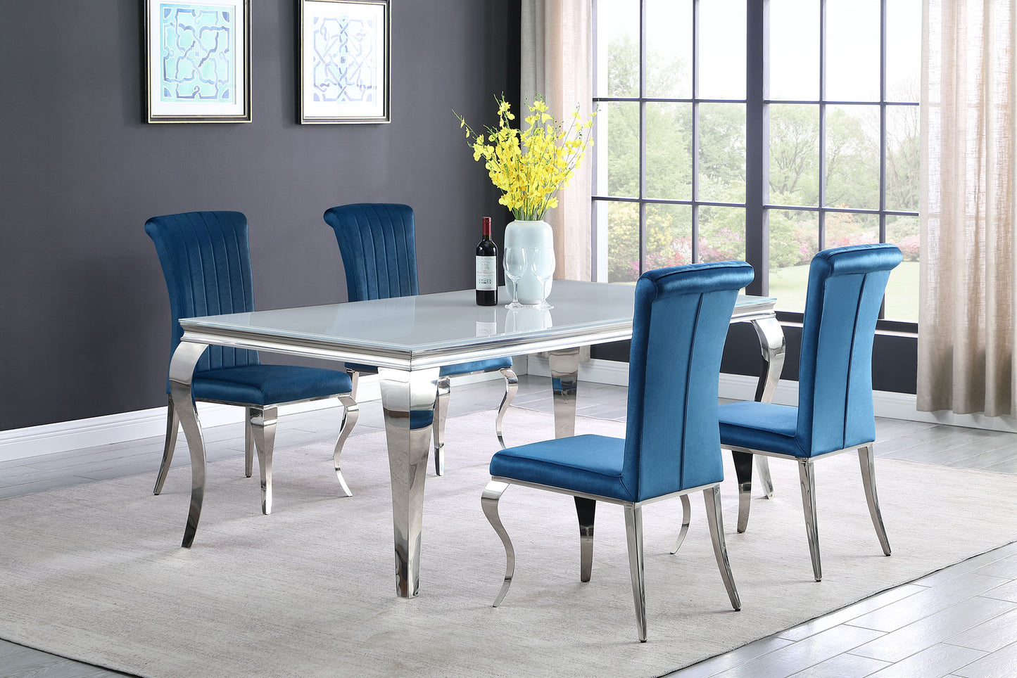 Betty Velvet Upholstered Dining Side Chair Blue (Set of 4)