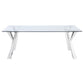 Alaia Rectangular 79-inch Glass Top Dining Table Chrome