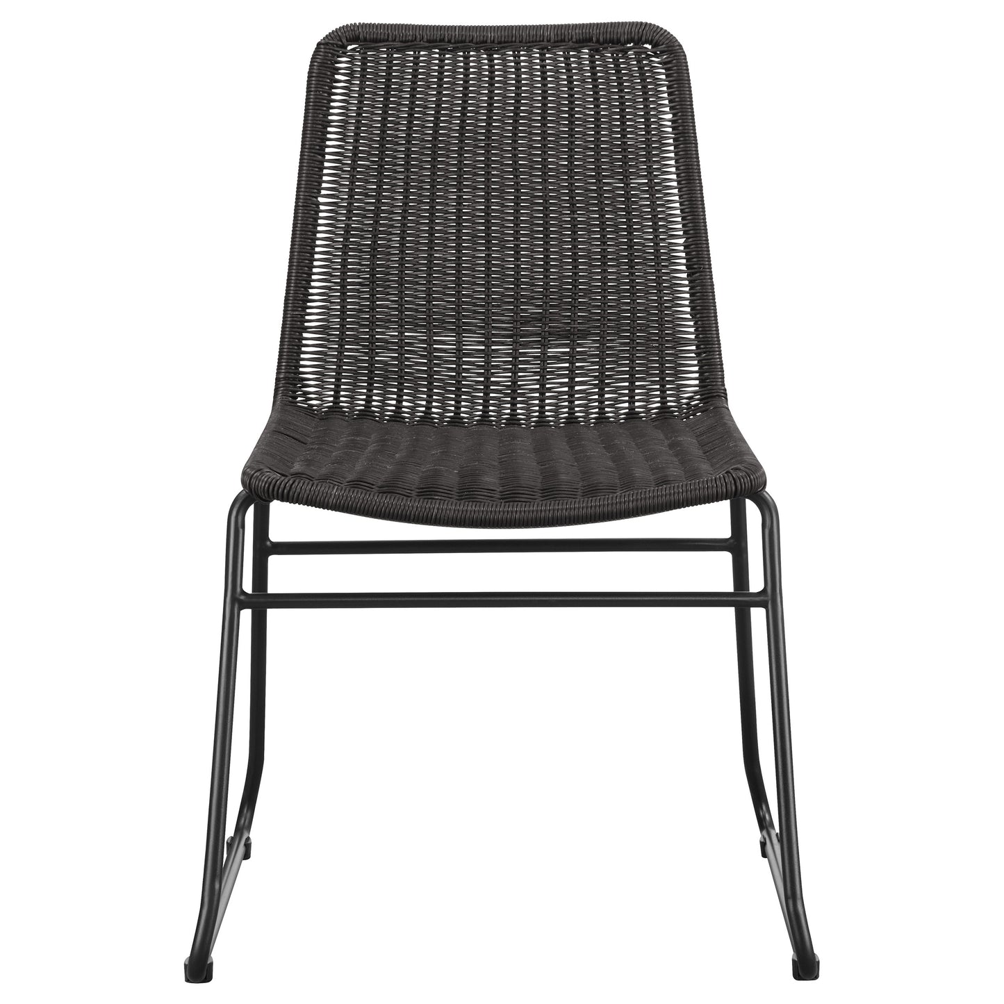 Dacy Faux Rattan Metal Dining Side Chair Brown (Set of 2)