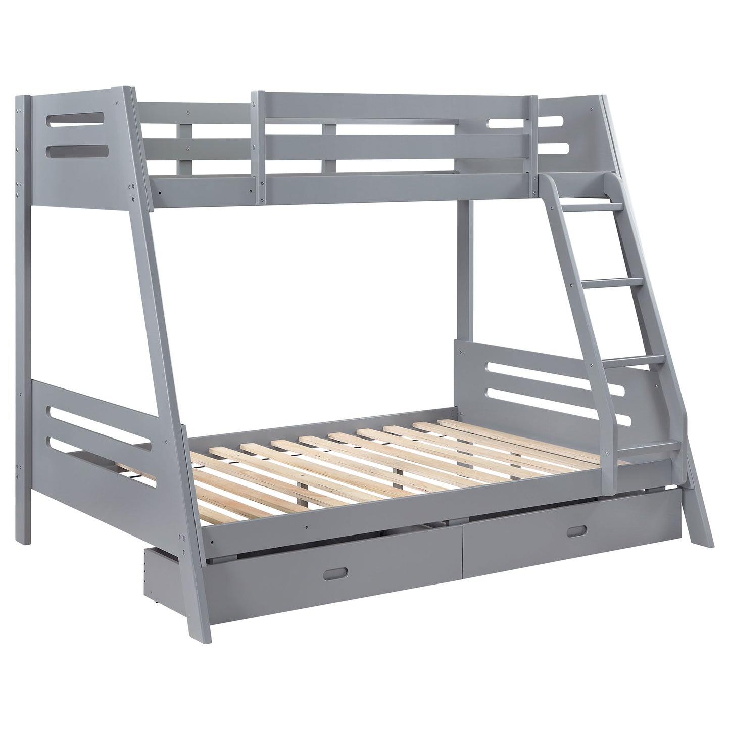 Trisha 2-drawer Wood Twin Over Full Bunk Bed Grey