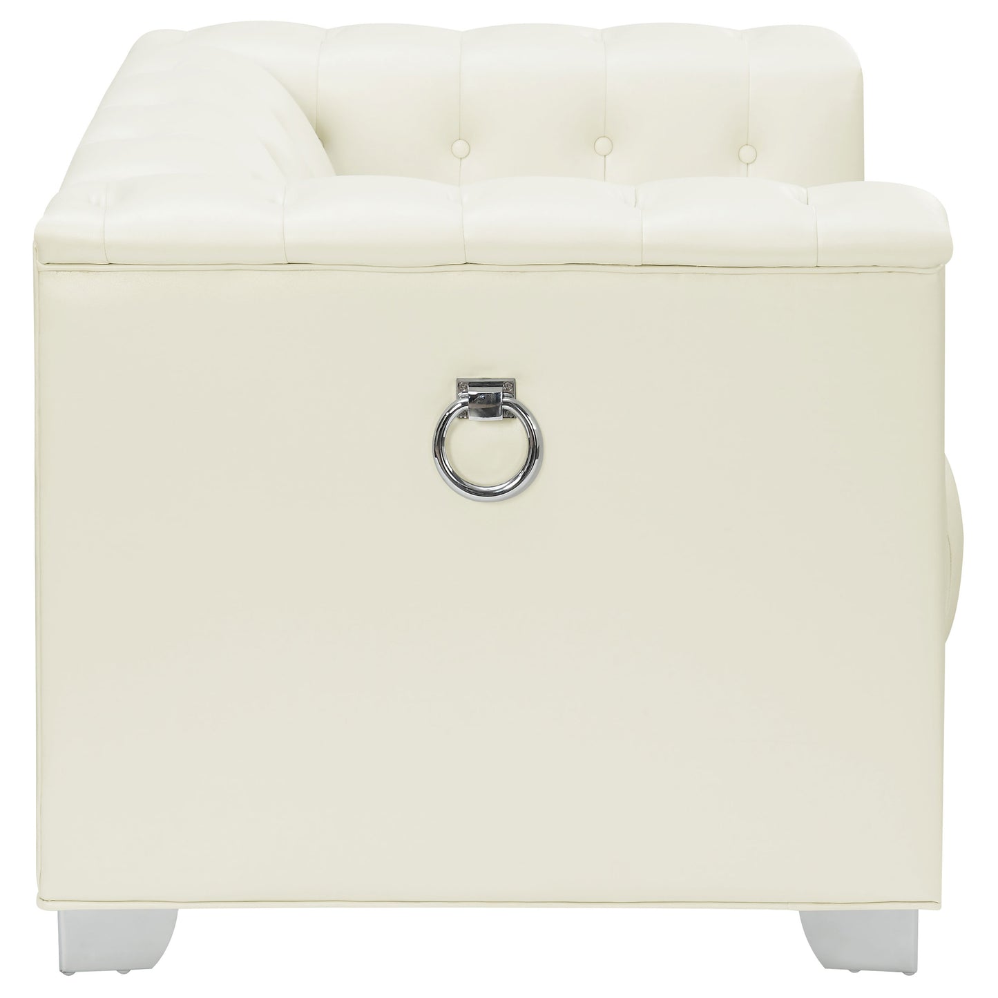 Chaviano Upholstered Track Arm Accent Chair Pearl White