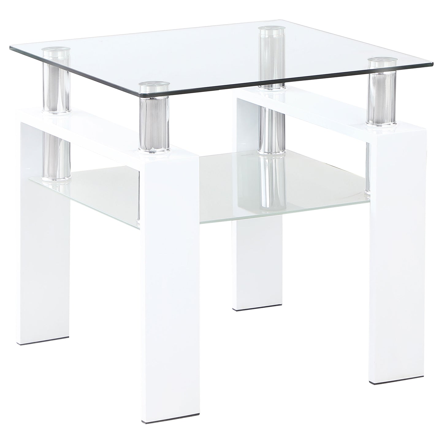 Dyer 1-shelf Square Glass Top Side End Table White