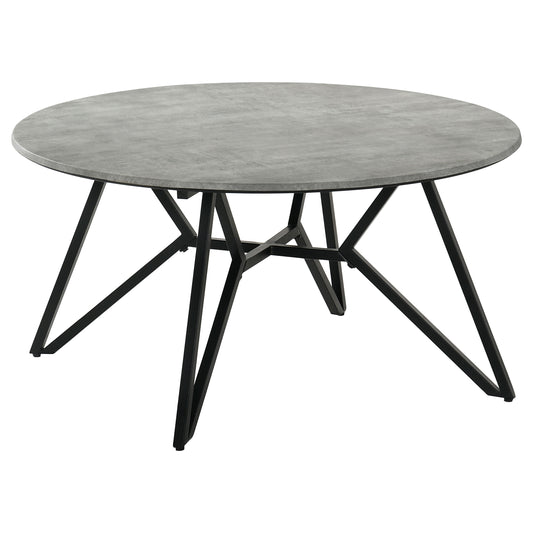 Hadi Round SmartTop Coffee Table Cement and Gunmetal