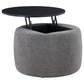 Tesoro Round Upholstered Lift Top Storage Ottoman Grey