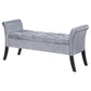 Farrah Velvet Upholstered Rolled Arm Storage Bench Silver