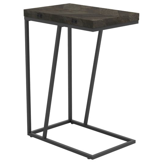 Carly Expandable Engineered Wood C-Shaped Side Table Grey